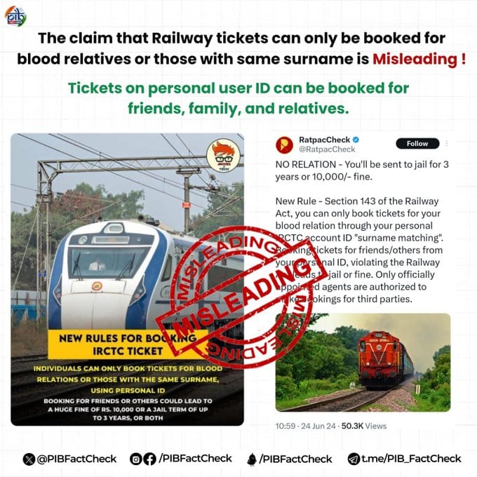 Indian Railways Clears the Air on Ticket Booking Rules